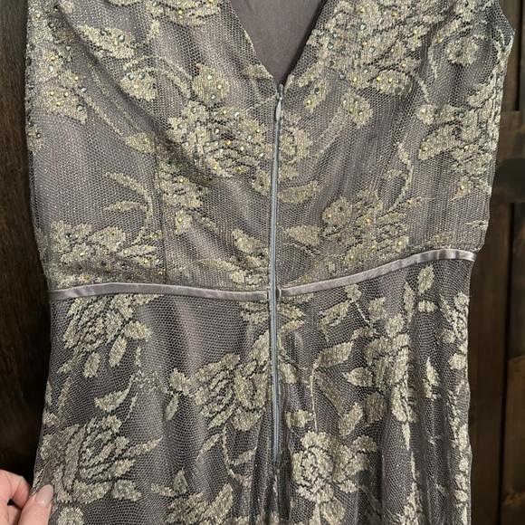 Tahari Full Length Taupe Lace Formal Gown Size 6 - Picture 5 of 10